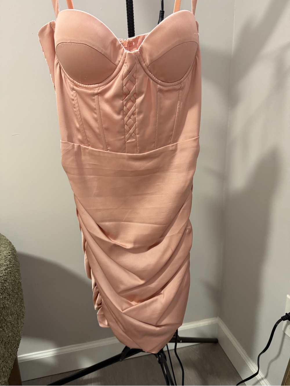 Oh Polly Peach-Coral Bustier Dress